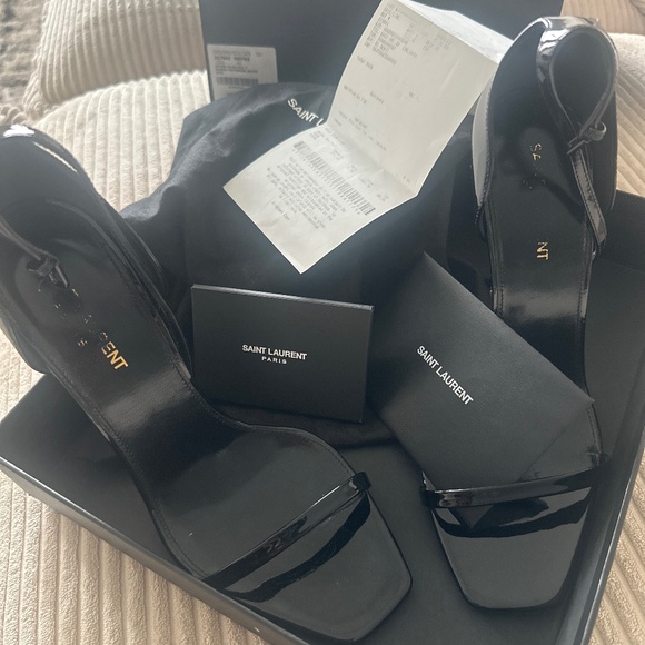 Saint Laurent Vernice Chiffon 100 Ankle Strap Sandals 39.5  YSL  Vernice
